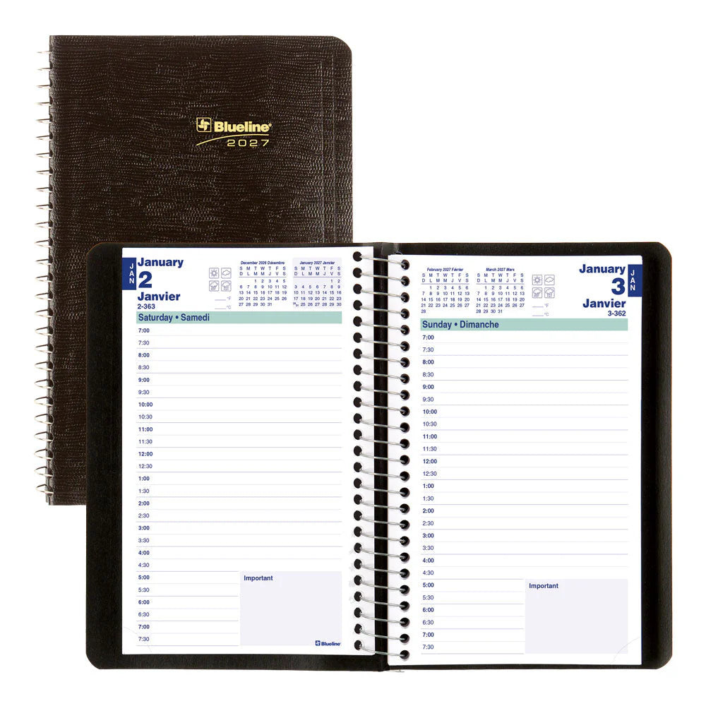 Blueline 2026 Essential Agenda mensuel 16 mois - Septembre-Décembre - 9-1/4" x 7-1/4" - Noir - Bilingue C120081BT