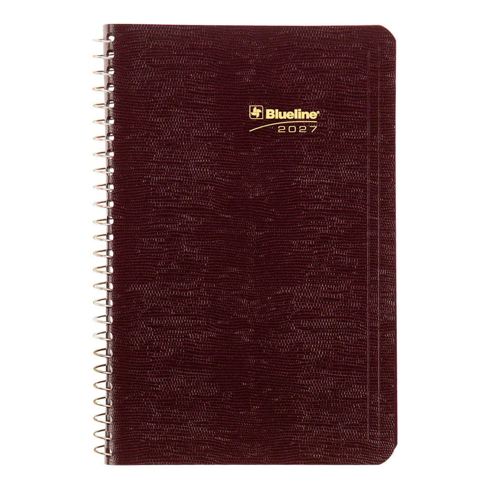 Agenda journalier Blueline 8"x 5" Reliure spirale, anglais, bordeaux C150483T