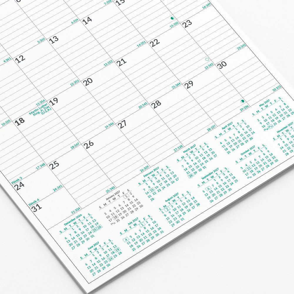Calendrier mural mensuel Brownline 2026 EcoLogix 12 mois – janvier à décembre – 12 x 17 po – Anglais