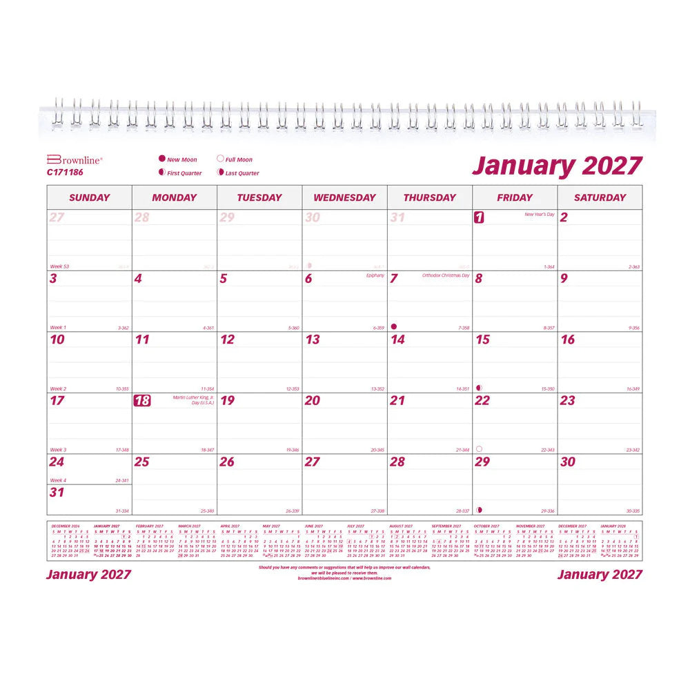 Calendrier mural mensuel Brownline