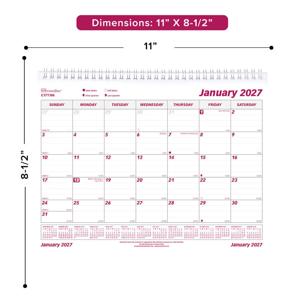 Calendrier mural mensuel Brownline
