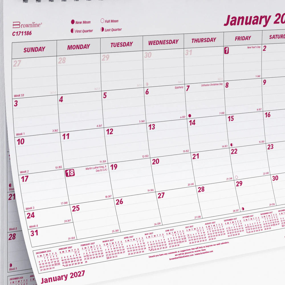 Calendrier mural mensuel Brownline