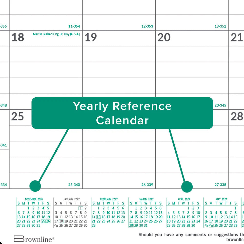 Calendrier de bureau mensuel Brownline Ecologix 22"x 17", anglais
