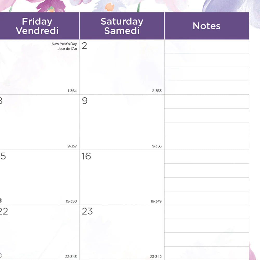 Blueline 2026 Sous-main/calendrier mensuel de 12 mois – Janvier à décembre – 17-3/4" x 10-7/8 – Collection Passion – Bilingue
