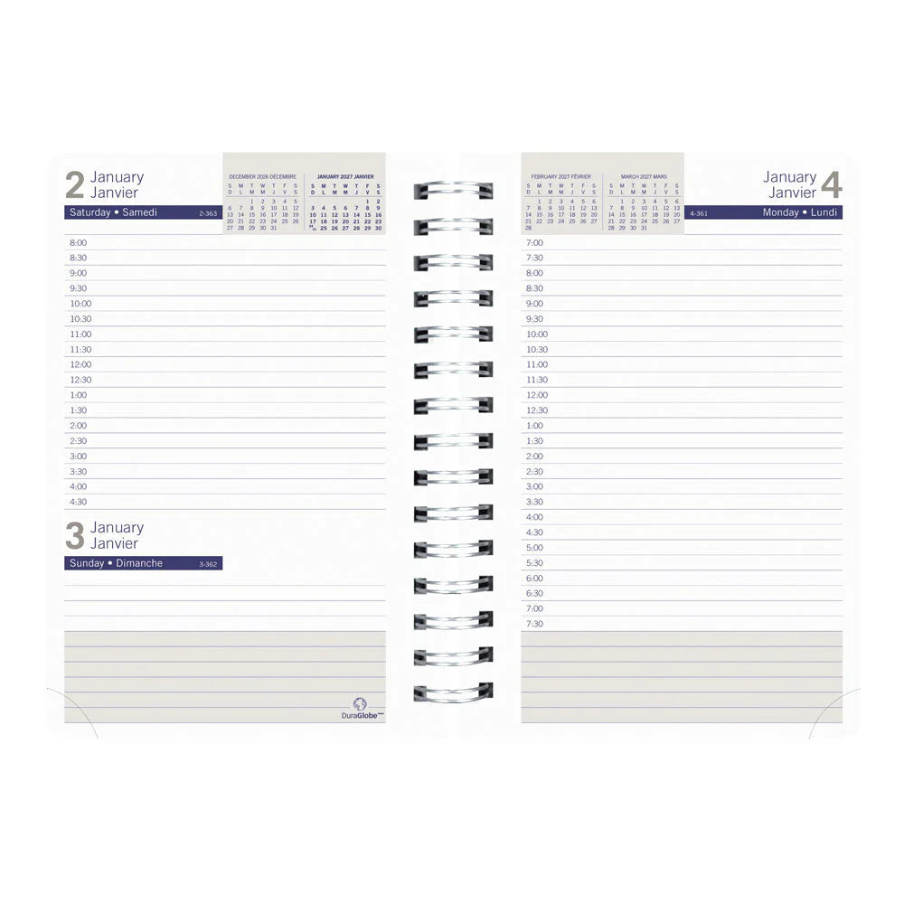 Agenda quotidien Blueline DuraGlobe, couverture souple, 8 po x 5 po, bilingue, rouge