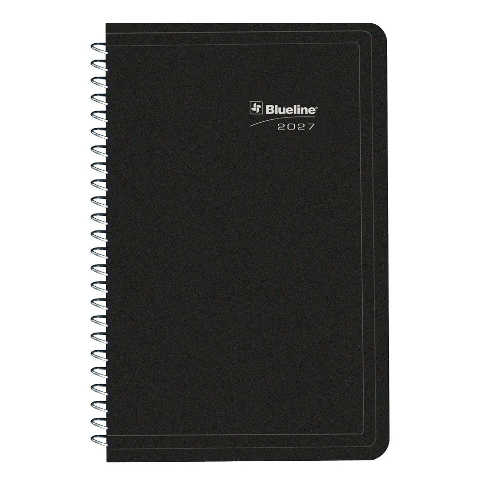 Agenda journalier 12 mois Blueline 2026 Essential – Janvier à décembre – 8 po x 5 po – Noir – Bilingue