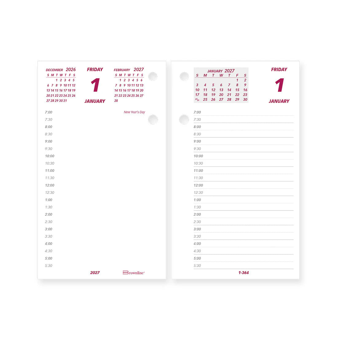 Recharge de bloc-calendrier journalier Brownline 15,2 cm x 8,9 cm, anglais