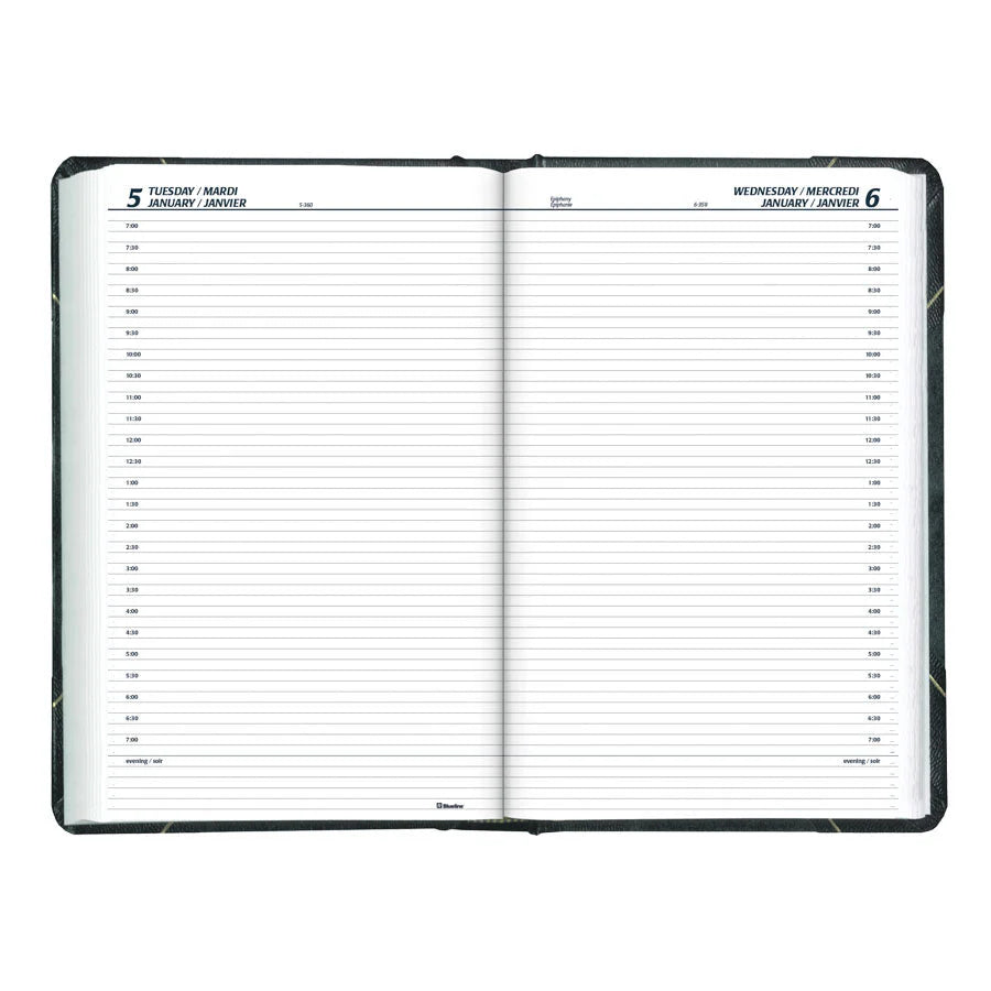 Agenda journalier traditionnel 12 mois Brownline 2026 – Janvier à décembre – 13-3/8" x 8" – Vert marbré – Anglais