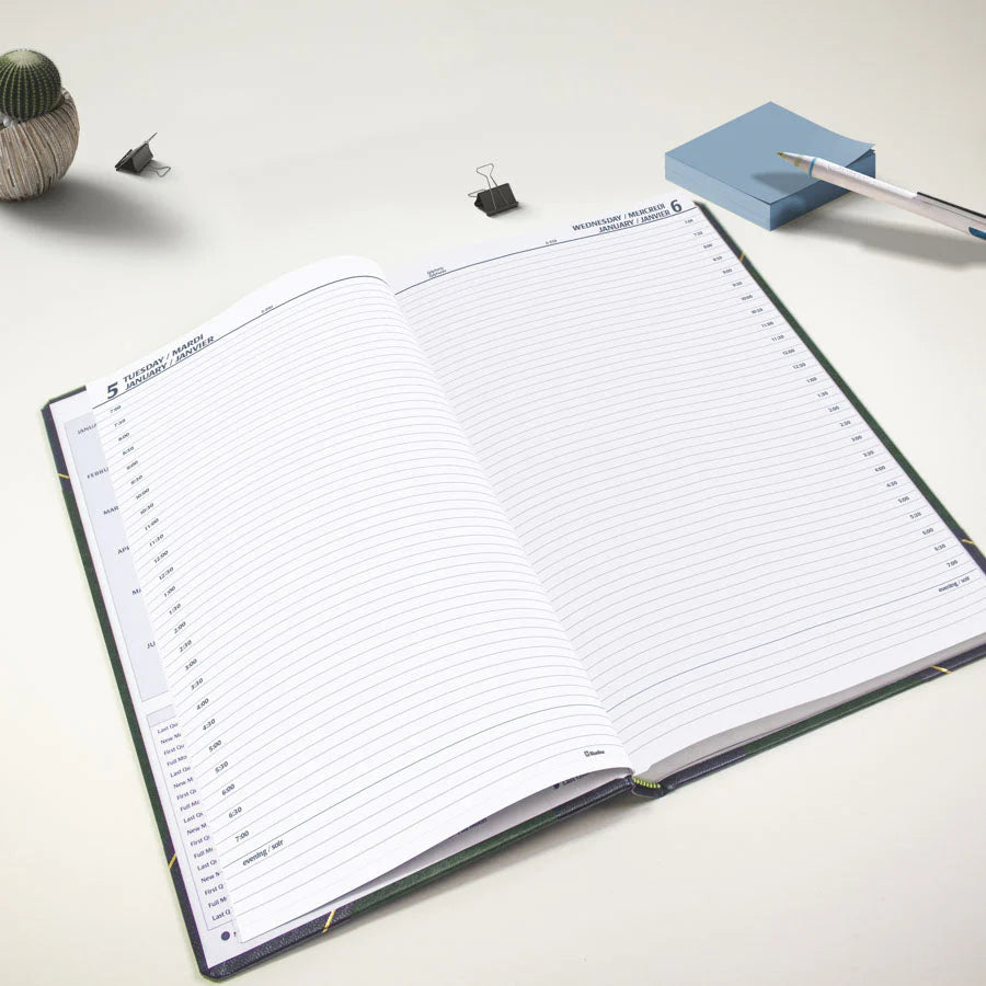 Agenda journalier traditionnel 12 mois Brownline 2026 – Janvier à décembre – 13-3/8" x 8" – Vert marbré – Anglais