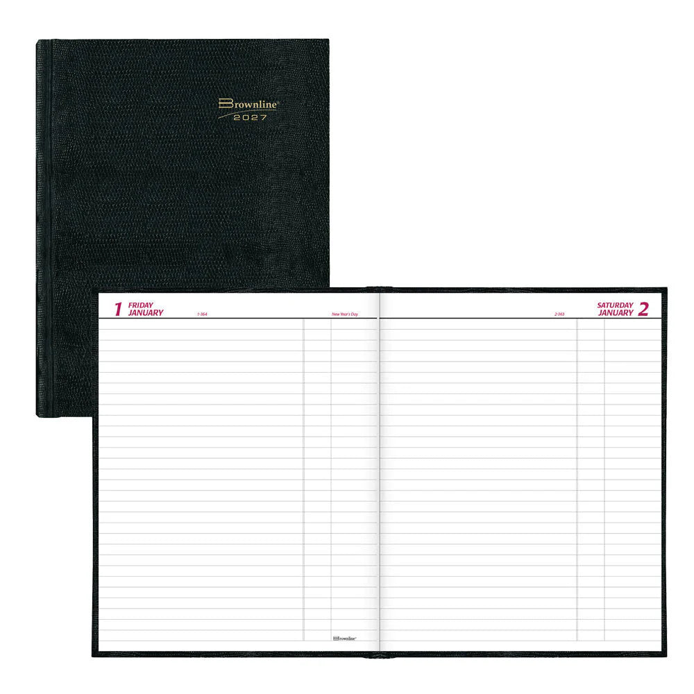 Journal relié à couverture rigide traditionnelle Brownline®, 25,4 cm x 20 cm, noir, anglais