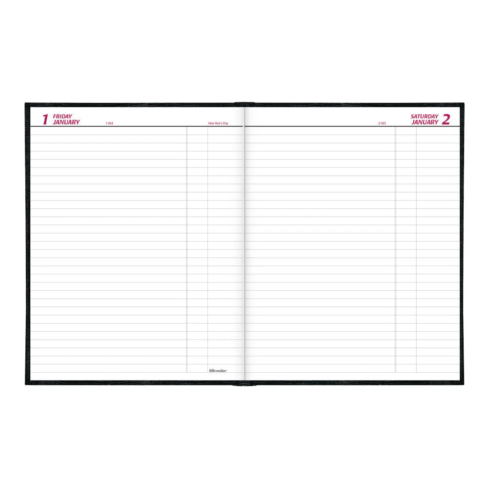 Journal relié à couverture rigide traditionnelle Brownline®, 25,4 cm x 20 cm, noir, anglais