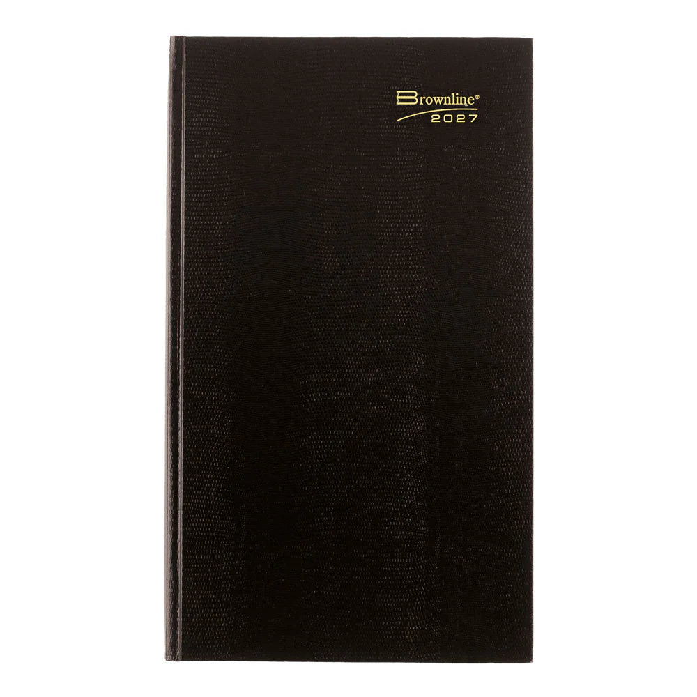Journal traditionnel quotidien à couverture rigide Brownline® 13-3/8" x 7-7/8" Noir Anglais