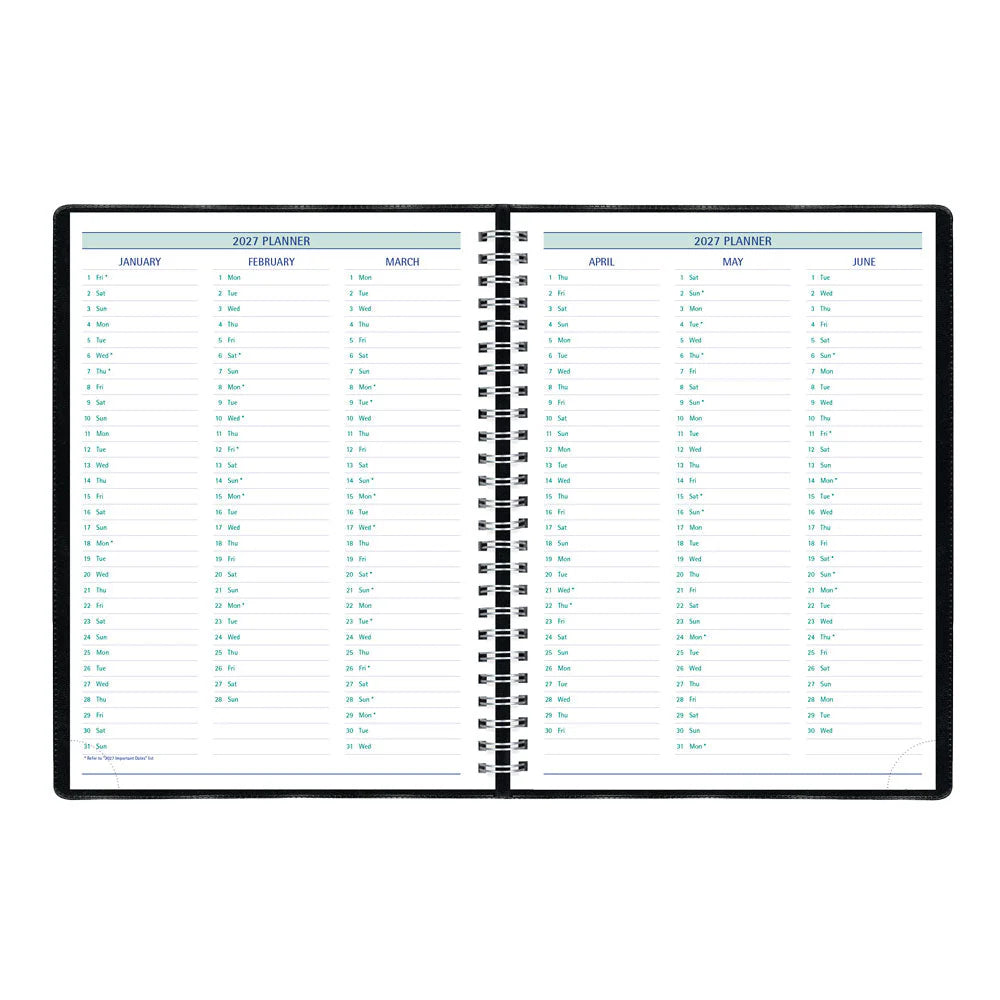 Agenda semainier/mensuel Blueline 2026 Timanager 13 mois - De décembre à décembre - 10 1/4" x 7 5/8" - Noir - Anglais C590081