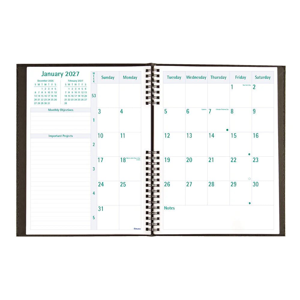 Blueline 2026 Timanager CoilPro Agenda semainier 13 mois – de décembre à décembre – 10-1/4 po x 7-5/8 po – Noir – Anglais C590581
