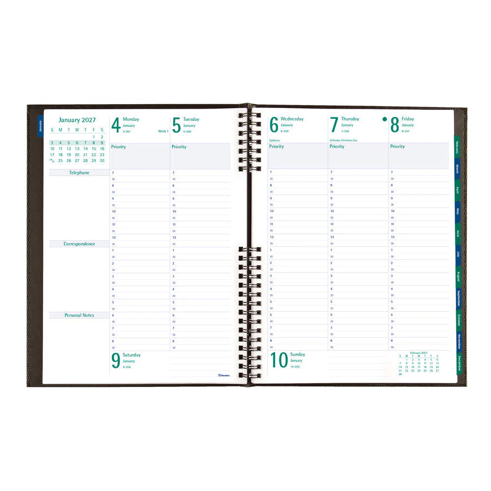 Blueline 2026 Timanager CoilPro Agenda semainier 13 mois – de décembre à décembre – 10-1/4 po x 7-5/8 po – Noir – Anglais C590581