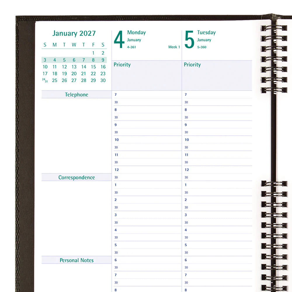 Blueline 2026 Timanager CoilPro Agenda semainier 13 mois – de décembre à décembre – 10-1/4 po x 7-5/8 po – Noir – Anglais C590581
