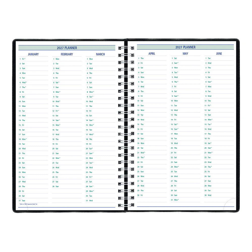 Agenda semainier/mensuel Blueline 2026 Timanager 13 mois - De décembre à décembre - 9 1/16 po x 5 7/8 po - Noir - Anglais C591081