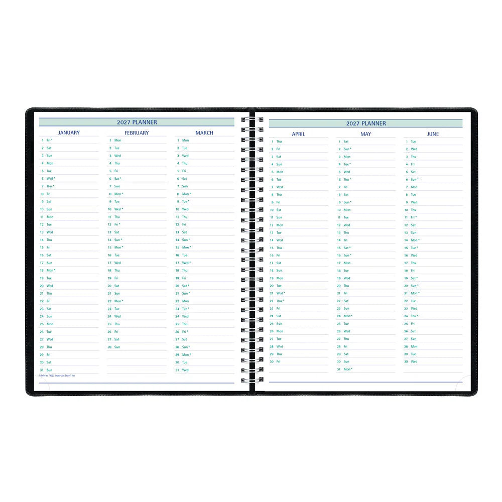 Blueline 2026 Timanager Agenda Semainier/Mensuel 13 Mois - Décembre à Décembre - 11" x 8-1/2" - Noir - Anglais