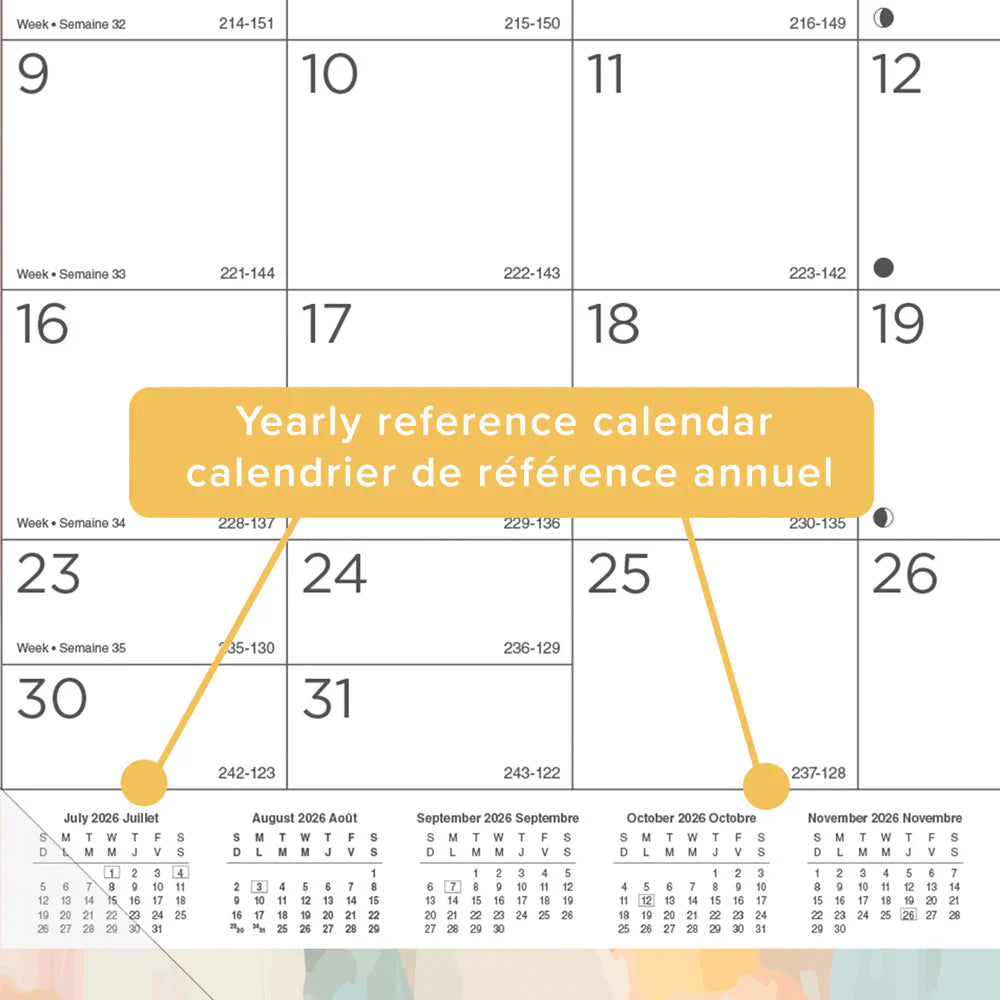 Blueline Marbre Calendrier de bureau 12 mois août 2026 – juillet 2027