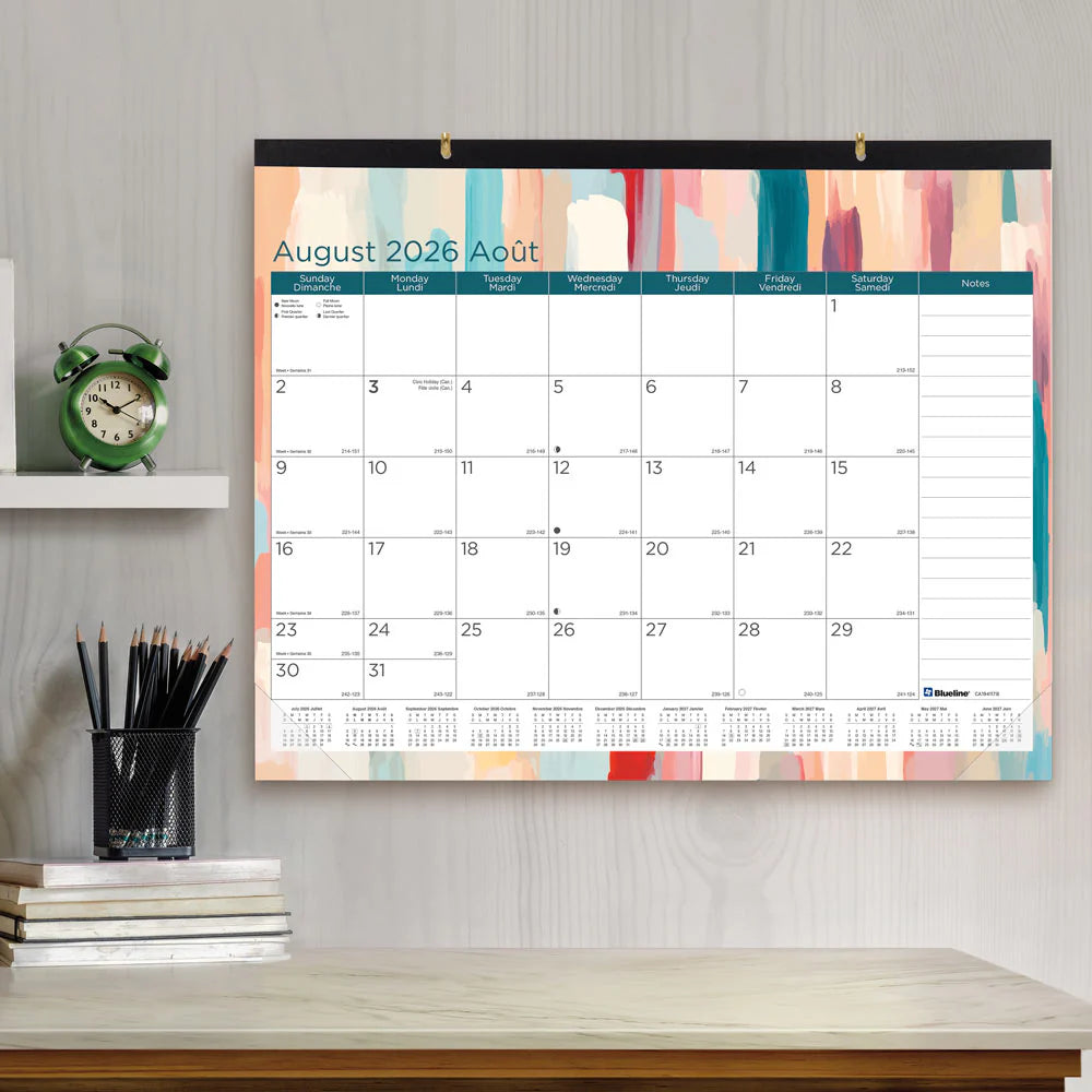 Blueline Marbre Calendrier de bureau 12 mois août 2026 – juillet 2027