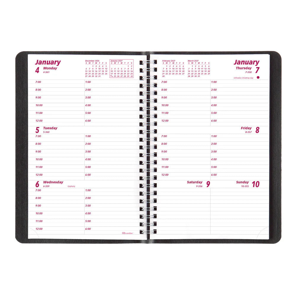 Blueline Essential 12-Month Weekly Appointment Book 2027, English, Black, 8"x5"