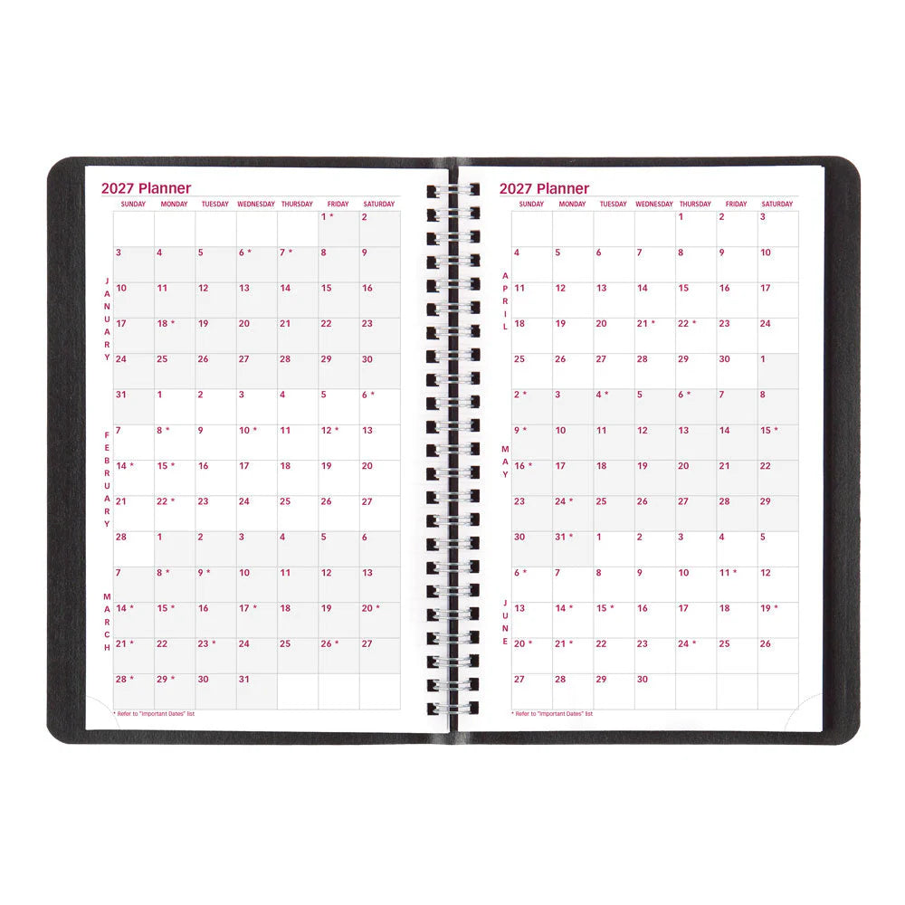 Blueline Essential 12-Month Weekly Appointment Book 2027, English, Black, 8"x5"