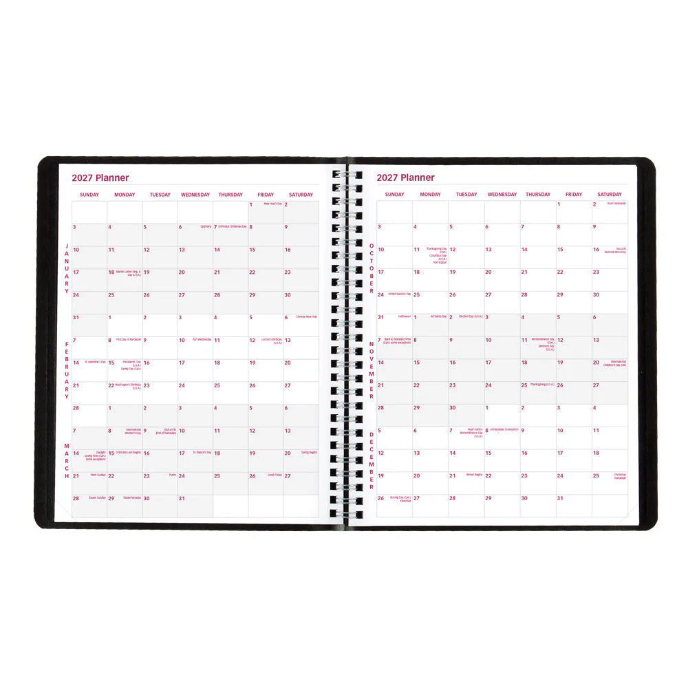 Blueline Essential 14-Month Monthly Diary Dec 2026–Jan 2028, English, Black, 8-7/8"x7-1/8"