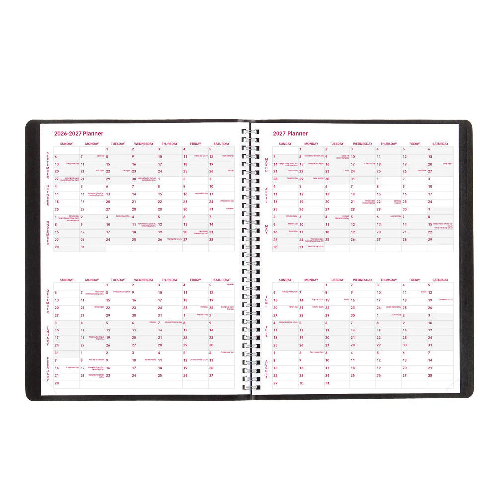 Blueline Essential 16-Month Academic Monthly Planner Sept 2026–Dec 2027, Black, 11"x8.5"