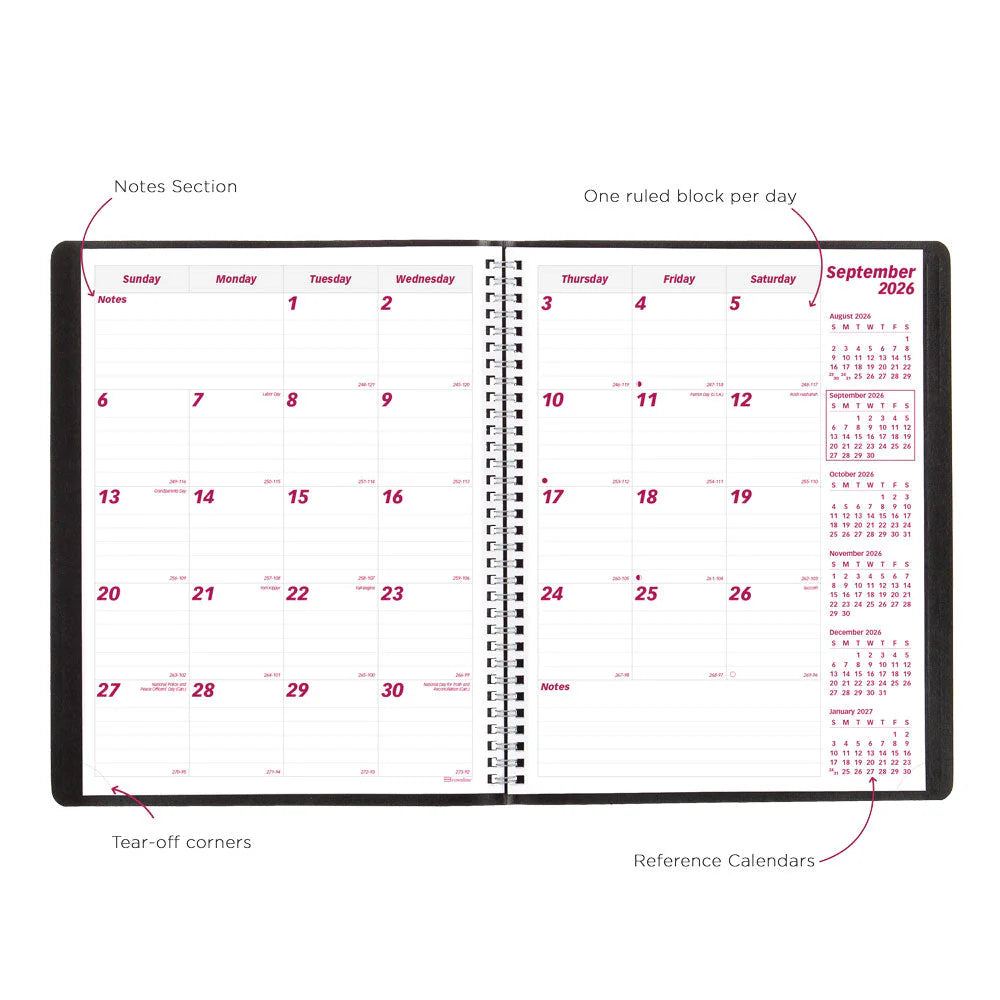 Agenda scolaire mensuel Sept-Déc 2026 CB1260BLK