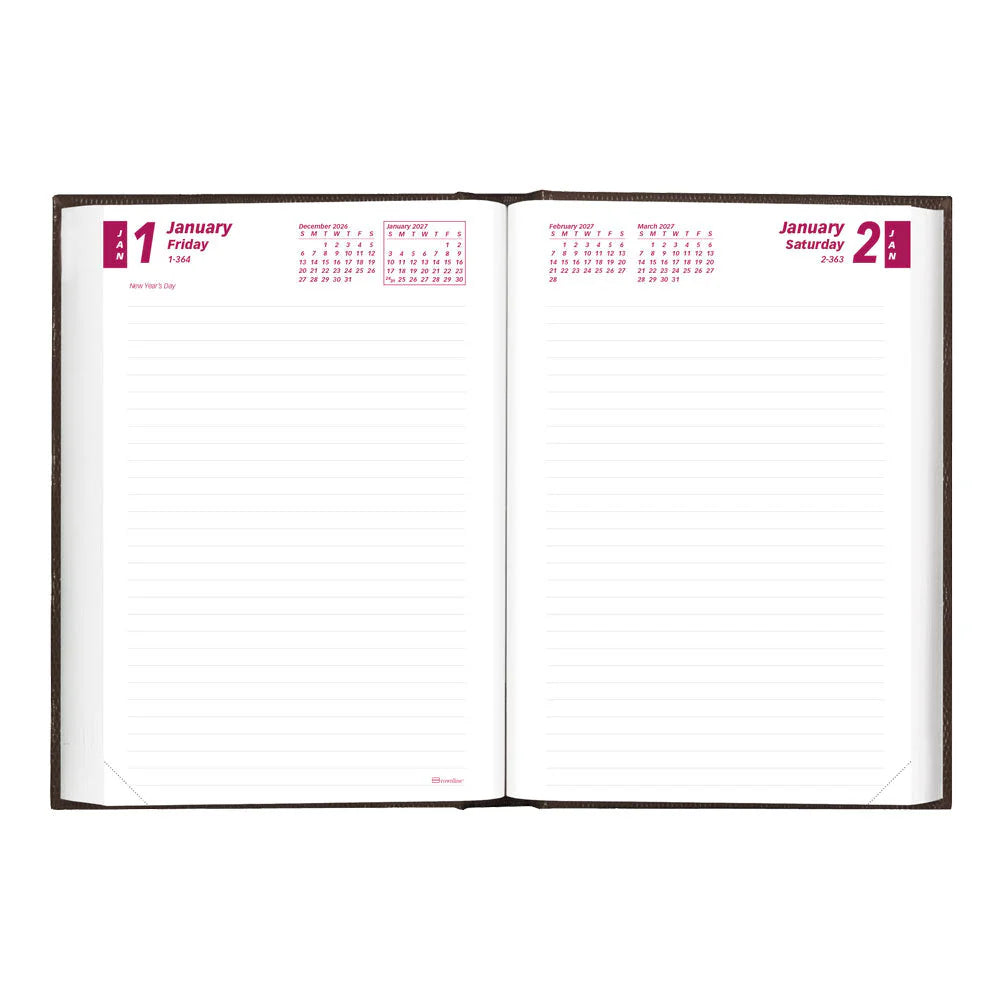 Brownline 12-Month Daily Hard Cover Planner 2027, Perfect Binding, Black, 7-1/2"x5"