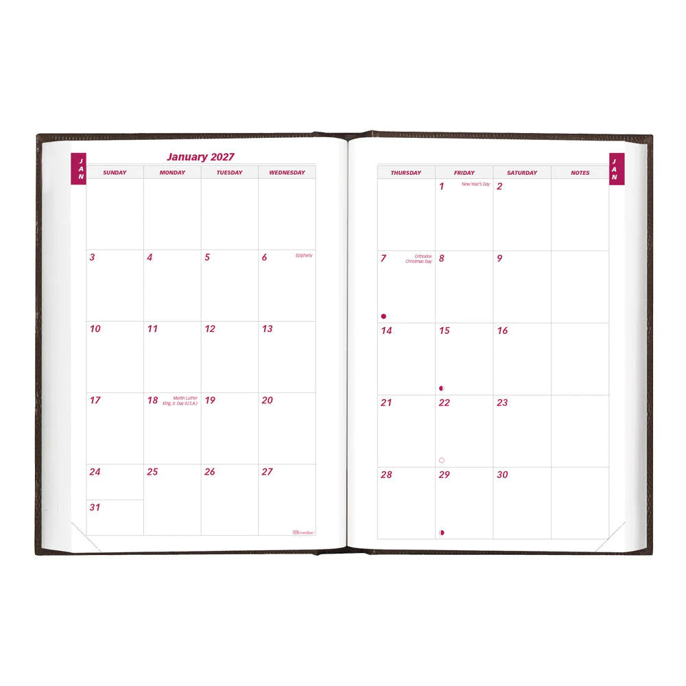 Brownline 12-Month Daily Hard Cover Planner 2027, Perfect Binding, Black, 7-1/2"x5"