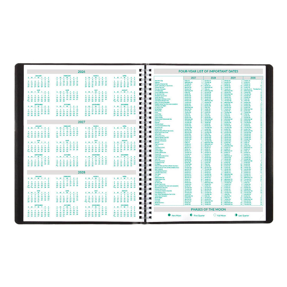 Brownline EcoLogix 12-Month Weekly Diary 2027, 15-Min Appointments, English, Black, 11"x8.5"