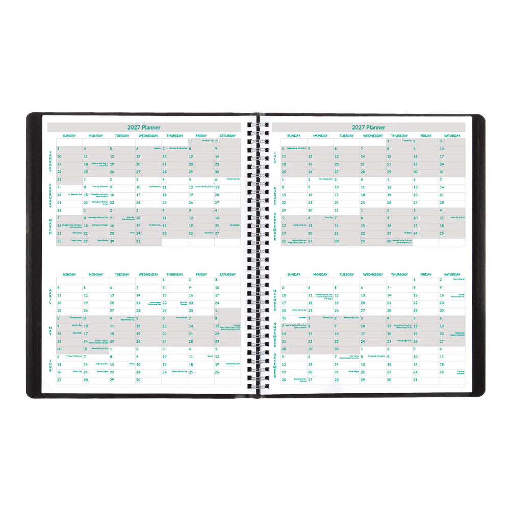 Brownline EcoLogix 12-Month Weekly Diary 2027, 15-Min Appointments, English, Black, 11"x8.5"