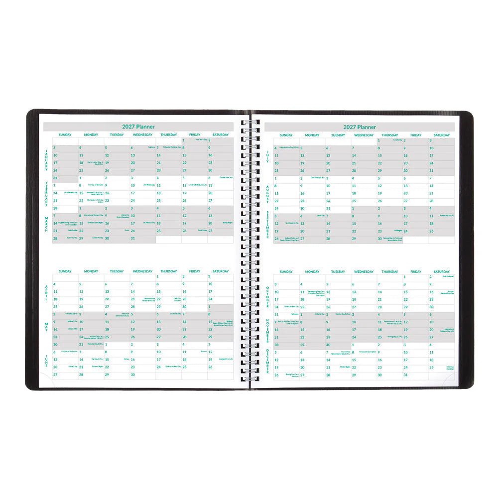 Brownline EcoLogix 14-Month Monthly Planner Dec 2026–Jan 2028, English, Black, 11"x8.5"