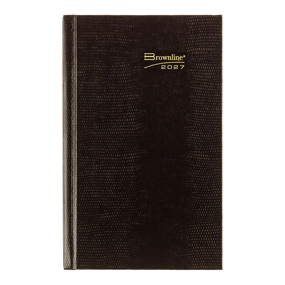 Agenda quotidien traditionnel Brownline®, couverture rigide reliure Perfect Bound, 8x5", anglais, noir
