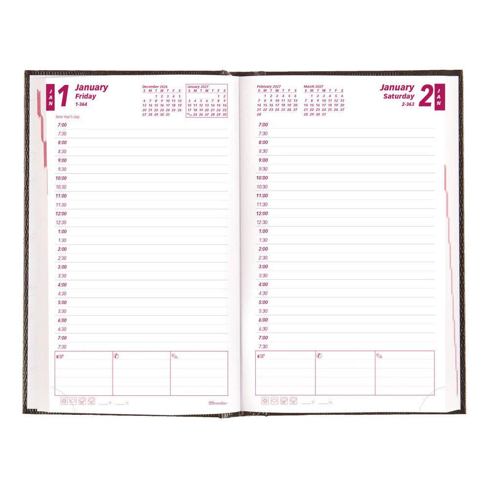 Brownline Traditional 12-Month Daily Appointment Book 2027, Perfect Binding, Black, 8"x5"