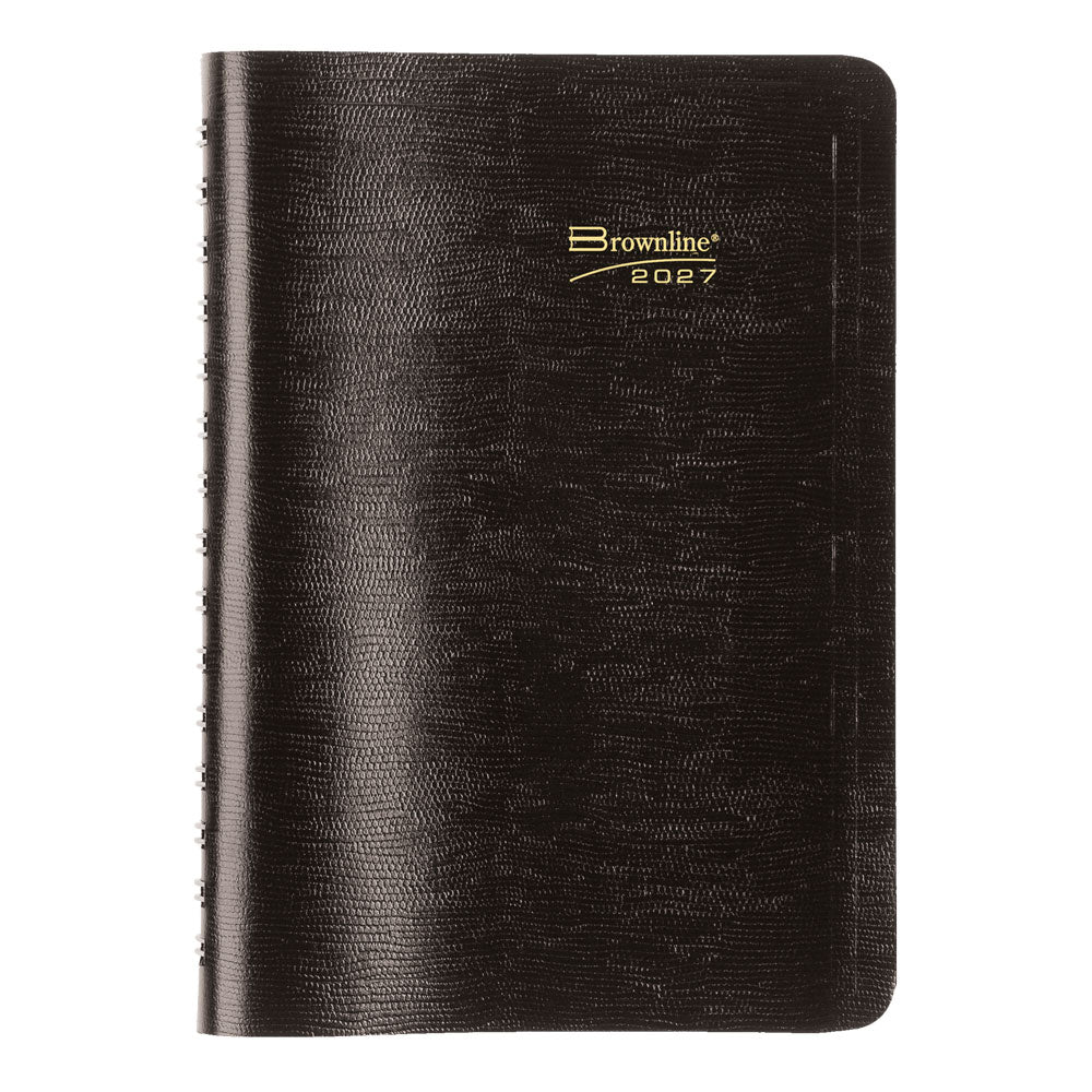 Brownline Essential 12-Month Daily Diary 2027, Twin Wire, Black, English, 8"x5"