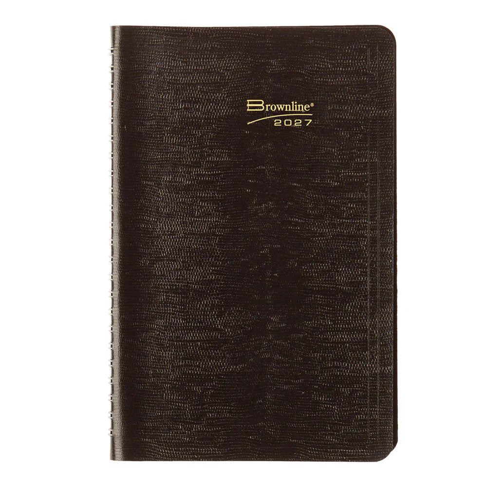 Brownline Essential Weekly Appointment Book 2027, Hourly 7AM–6PM, English, Black, 8"x5"