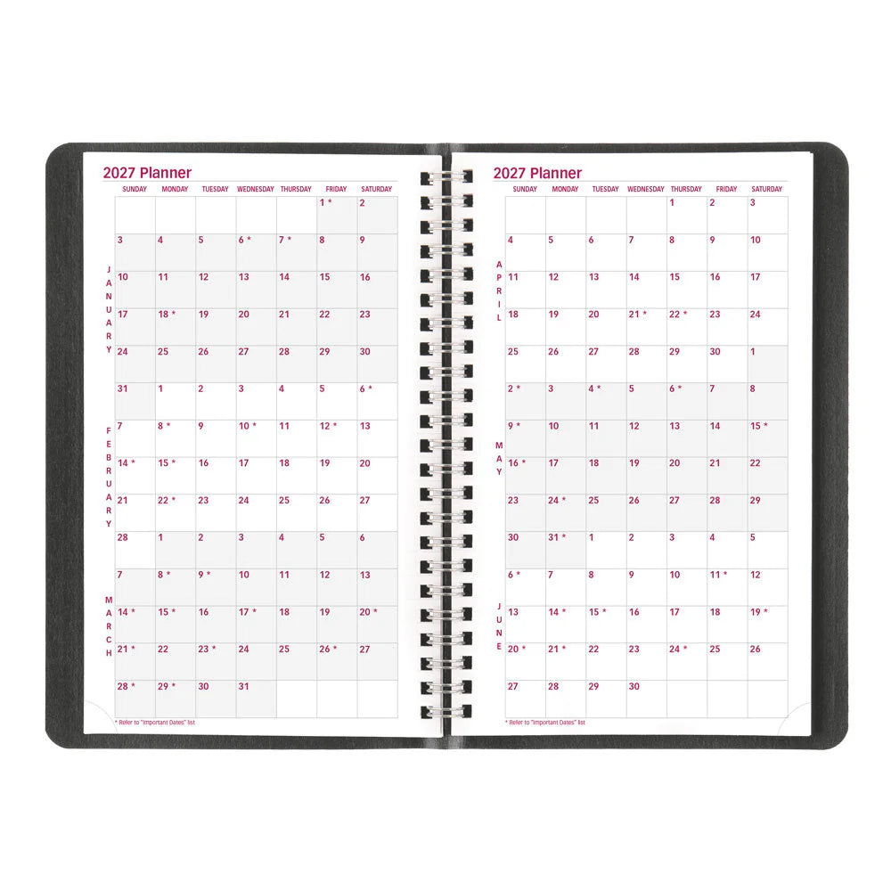 Brownline Essential Weekly Appointment Book 2027, Hourly 7AM–6PM, English, Black, 8"x5"