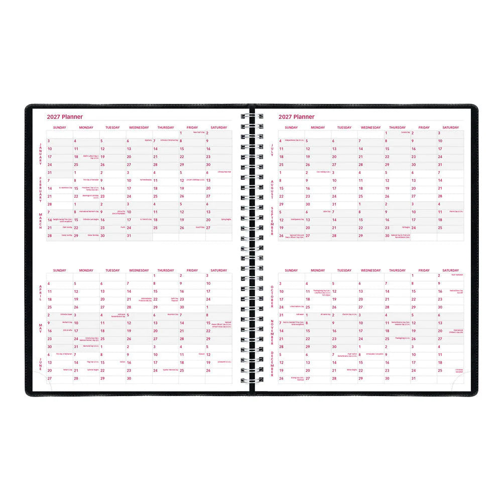 Brownline Essential 12-Month Weekly Diary 2027, 15-Min Appointments, English, Black, 11"x8.5"