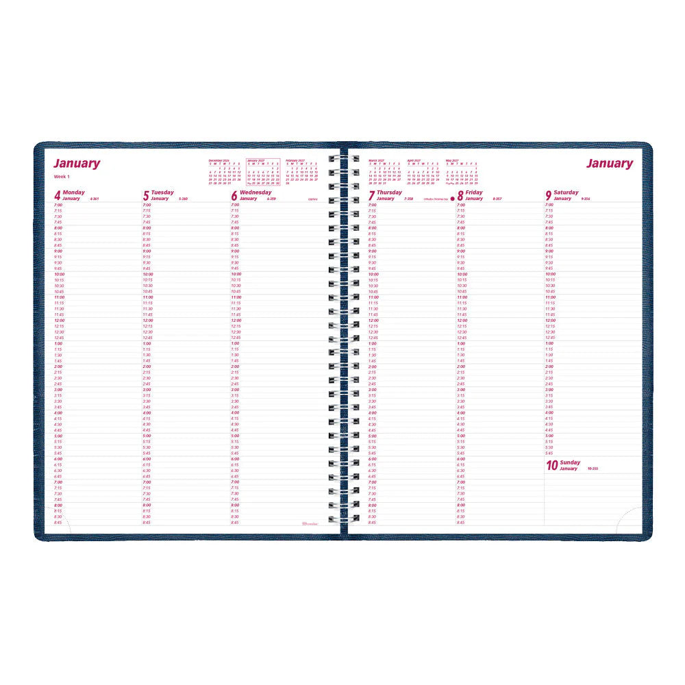 Brownline Essential 12-Month Weekly Diary 2027, 15-Min Appointments, English, Blue, 11"x8.5"