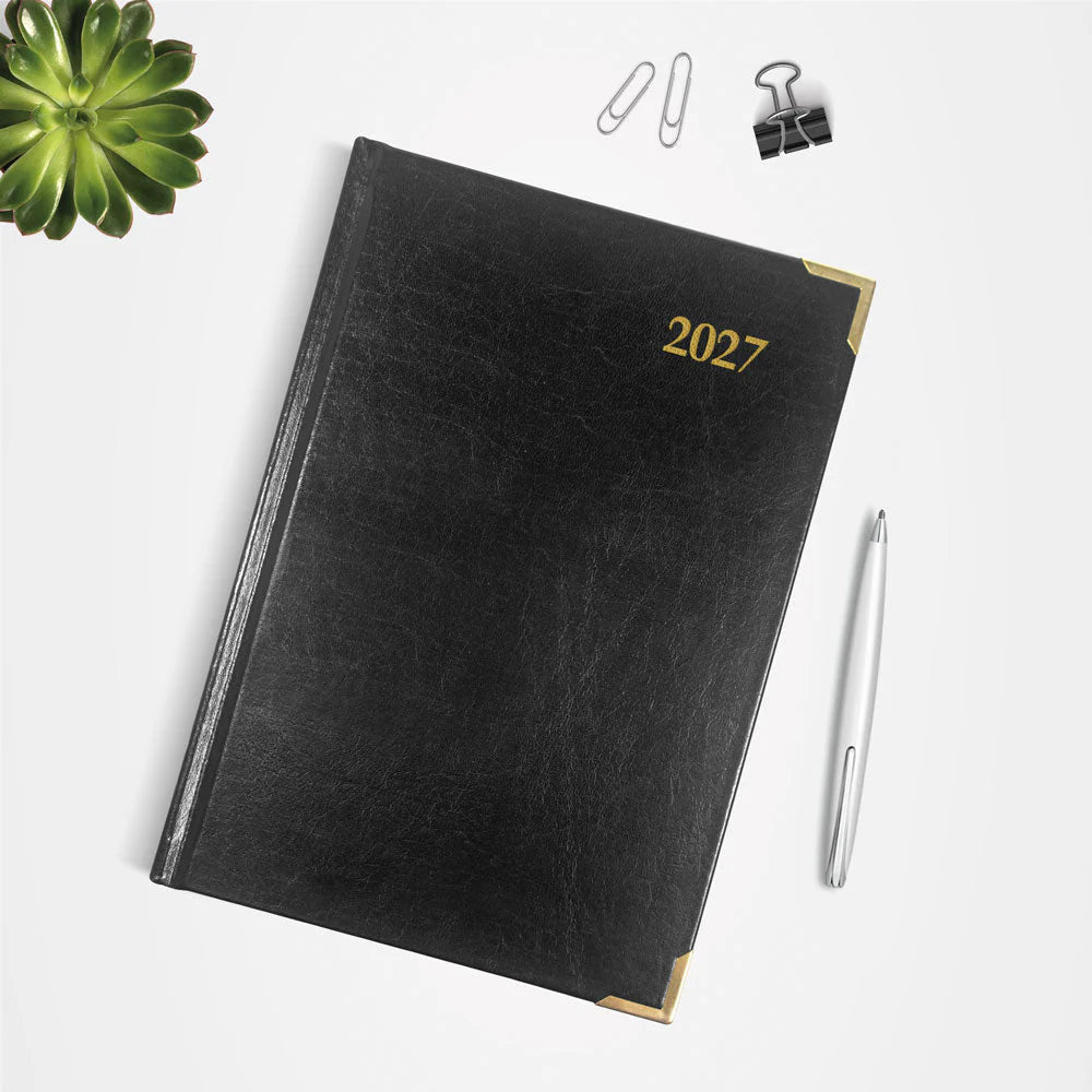 Brownline Executive 12-Month Weekly Planner 2027, Trilingual, Bonded Leather, Black, 8-1/4"x5-1/2"