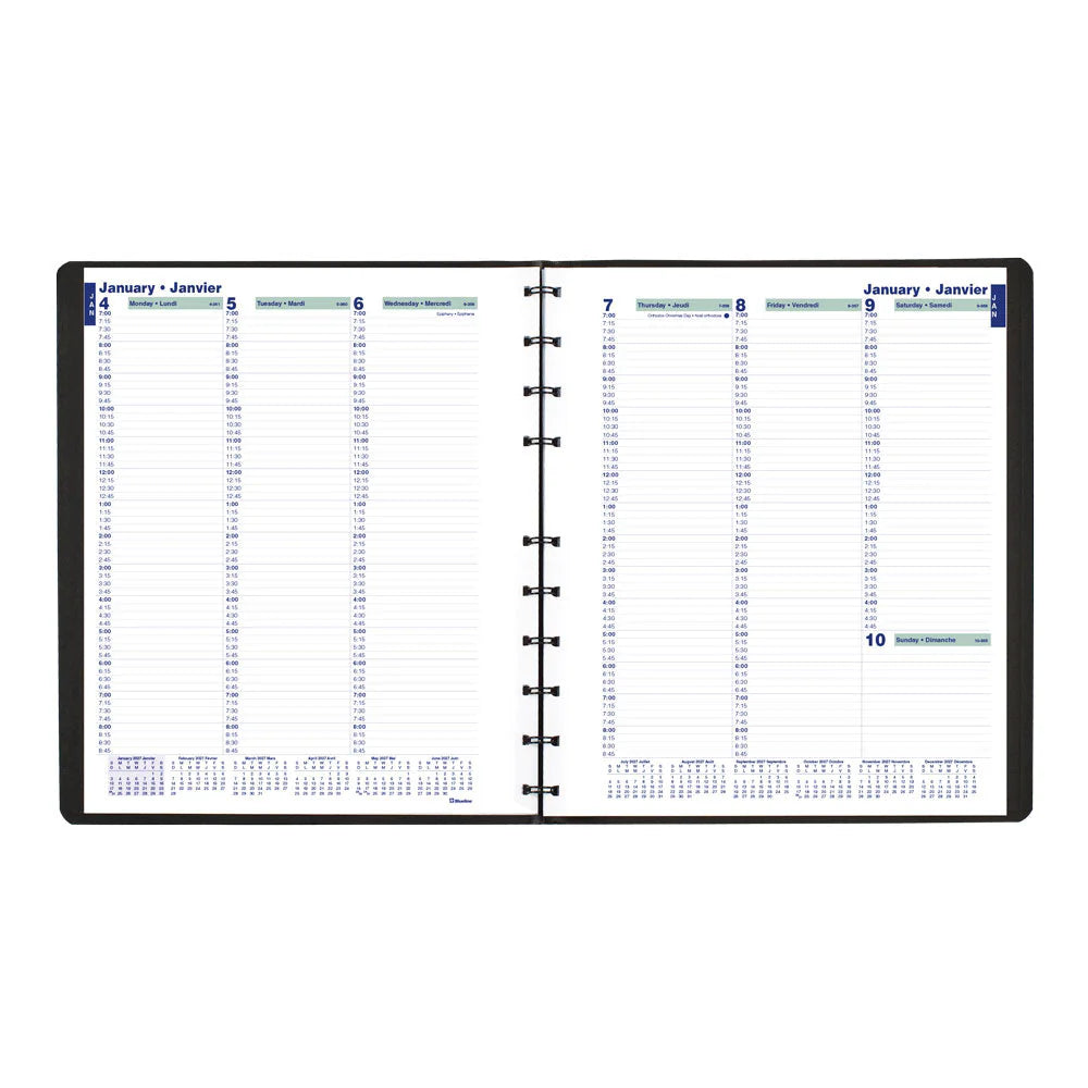 Blueline MiracleBind 12-Month Weekly Appointment Book 2027, Bilingual, Black, 11"x9-1/16"