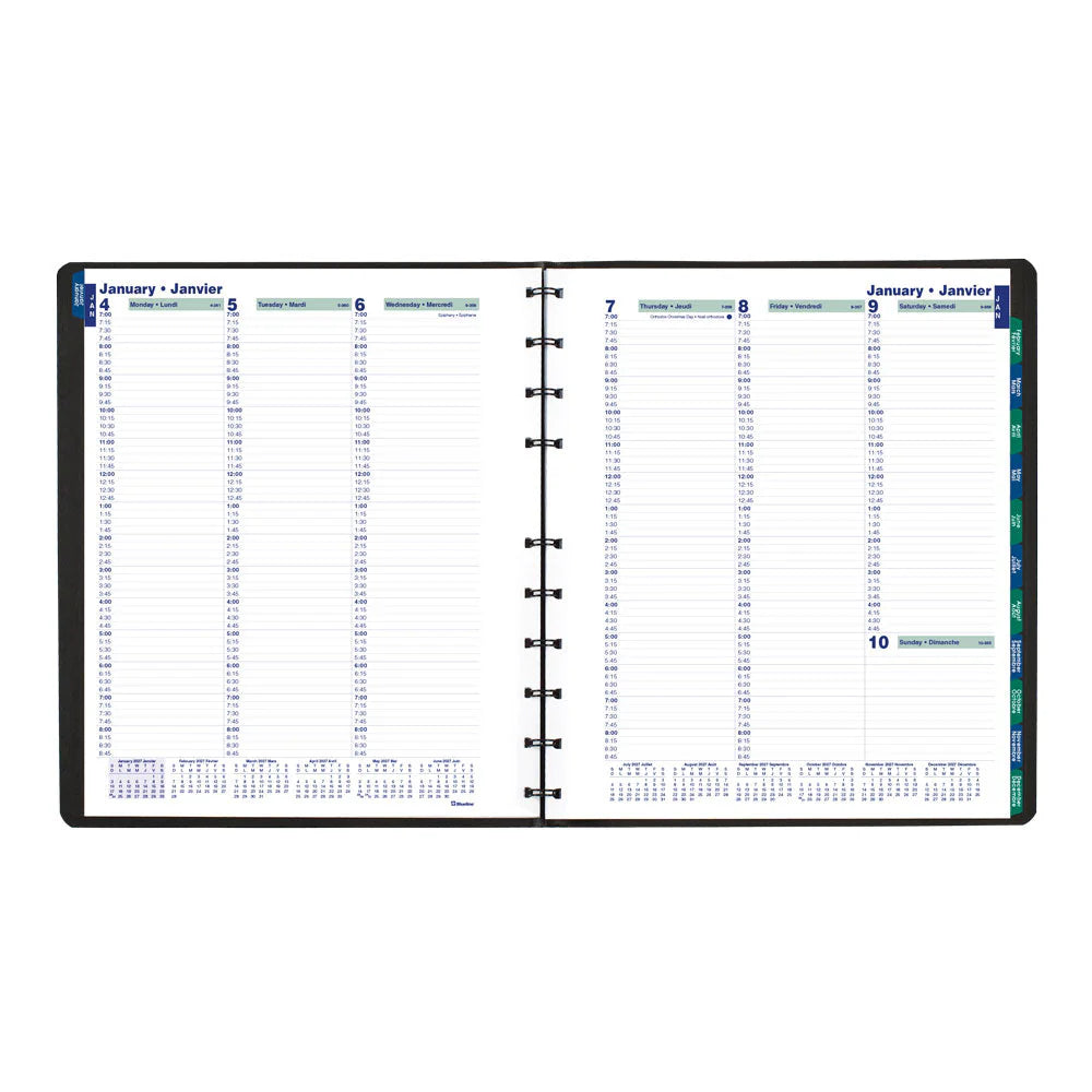 Blueline MiracleBind 12-Month Weekly Appointment Book 2027, Bilingual, Black, 11"x9-1/16"