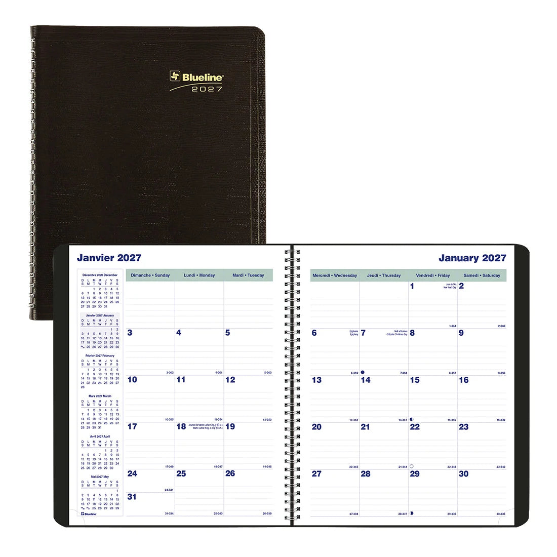Blueline Essential 16-Month Monthly Planner — Sept 2026–Dec 2027, Bilingual, Black