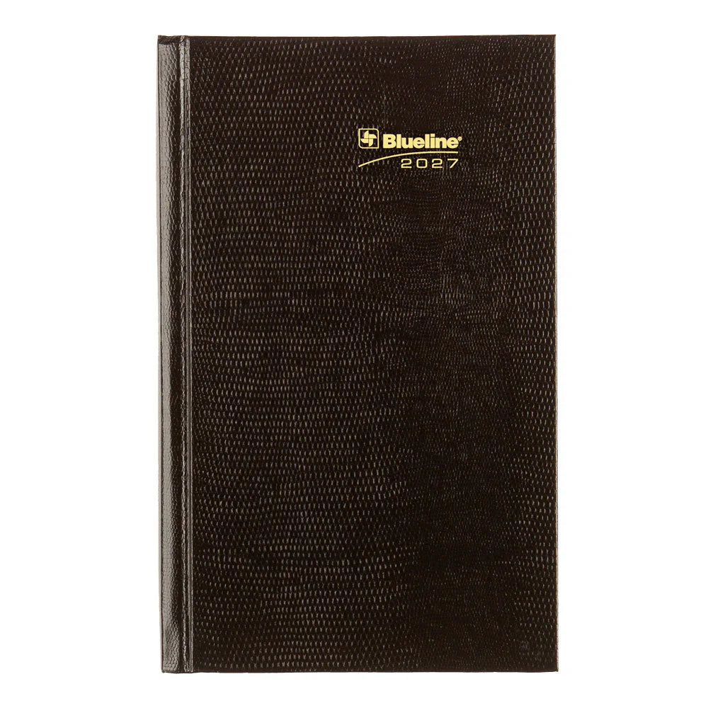 Blueline Traditional Daily Appointment Book 2027 – Black Hard Cover, 8" x 5", English (BLIC150481)