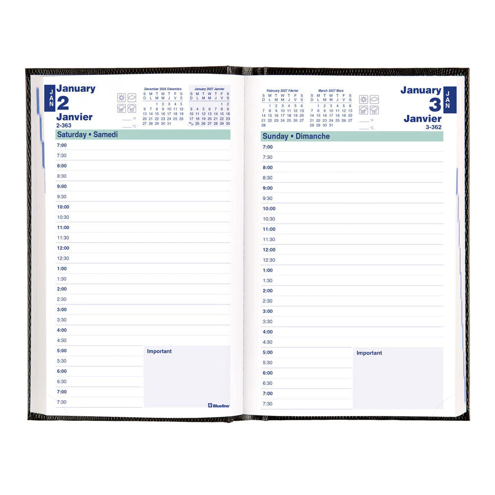 Agenda Journal Couverture Rigide 8x5 Noir