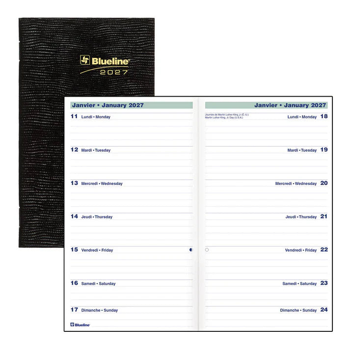 Agenda de poche bilingue Blueline Essential, deux semaines par page