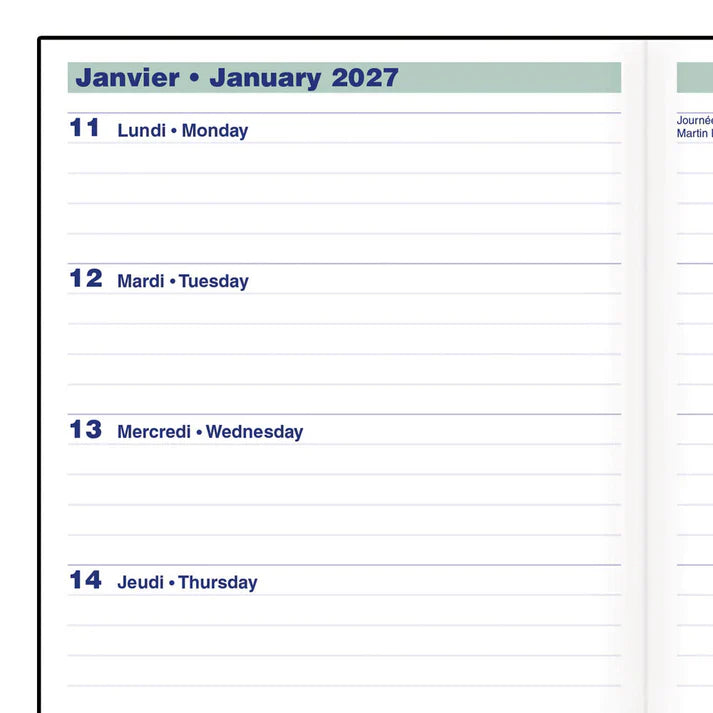 Agenda de poche bilingue Blueline Essential, deux semaines par page
