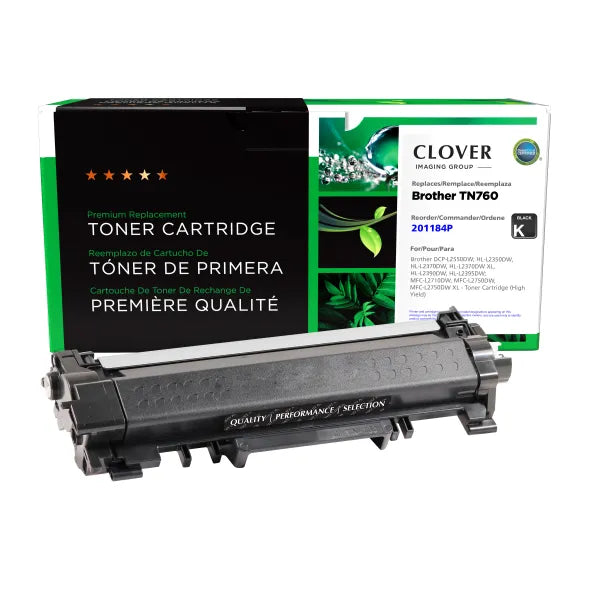 Brother TN760 Toner Black (3,000 pages) - Clover Remanufactured